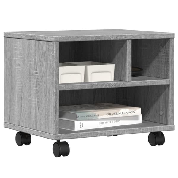 printerstativ med hjul 41x32x34,5 cm grå sonoma-eg