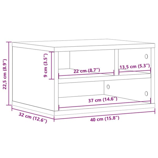 printerstativ 40x32x22,5 cm konstrueret træ betongrå