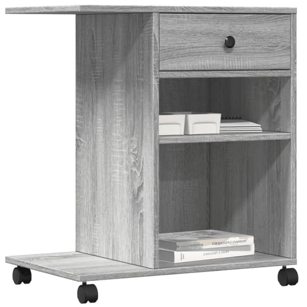 printerstativ med hjul 60x40x68,5 cm grå sonoma-eg