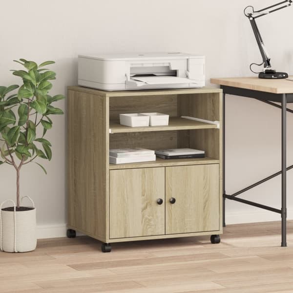 printerstativ med hjul 60x48x74 cm sonoma-eg