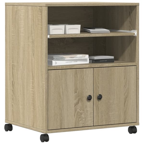 printerstativ med hjul 60x48x74 cm sonoma-eg