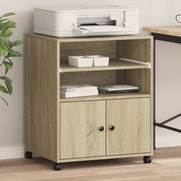 printerstativ med hjul 60x48x74 cm sonoma-eg