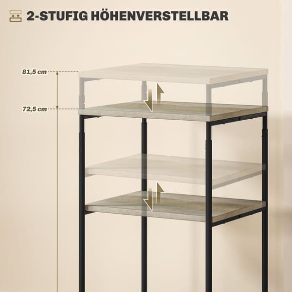 Rootz 3 -nivå skrivarstativ - Mobil skrivartabell - Justerbar skrivarhållare - Höjd justerbar - 39 cm x 34,5 cm x 72,5/81,5 cm