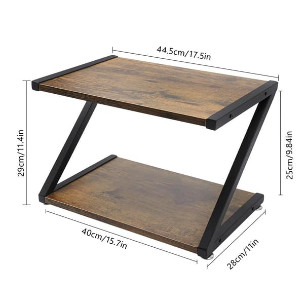 Skrivebordsprinterstand, 2-lags design, Z-formet struktur, justerbare fødder,Chokolade