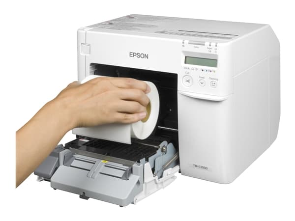 Epson TM C3500 - Etikettskriver - farge - ink-jet - 112 mm (bredde) - 720 x 360 dpi - inntil 103 mm/sek - LAN, USB-vert - kutter