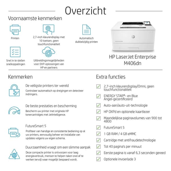 HP LaserJet Enterprise M406dn -tulostin