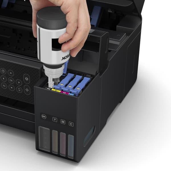 Epson EcoTank ET-2851 - multifunktionsprinter - farve - inkjet - genopfyldelig - A4 (medie) - op til 10,5 sider/min. (Udskriv) - 100 ark - USB, Wi-Fi