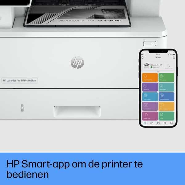 HP Inc HP LaserJet Pro MFP 4102fdn - multifunktionsprinter - sort/hvid - laser - lovlig (216 x 356 mm) (original) - A4/legal (medie) - op til 38 sider