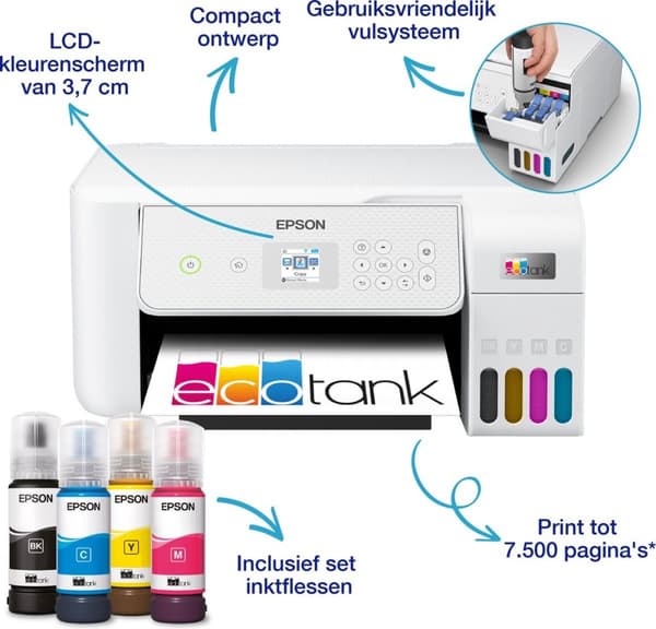 Epson EcoTank ET-2876 - Allt-i-ett-skrivare - Inkluderar upp till 3 års bläck