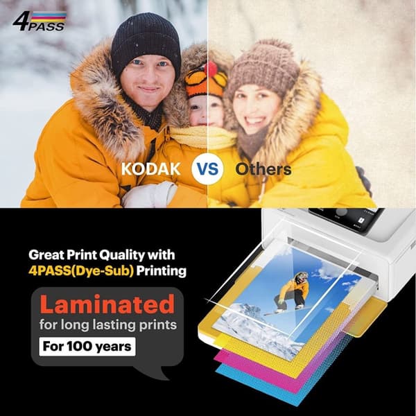 Kodak PD460 Fotoprinter 10 x 15 cm - Bluetooth & Dock - Hvid & Gul