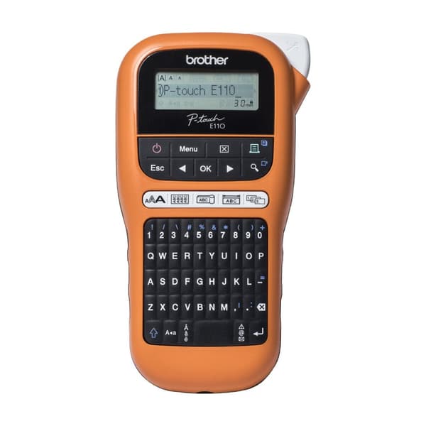 Bærbar elektrisk labelmaker Brother PT-E110VP Sort, Orange