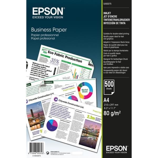 EPSON paket med 500 ark affärspapper - A4 80 g/m2 - 21 x 29,7 cm - Vit