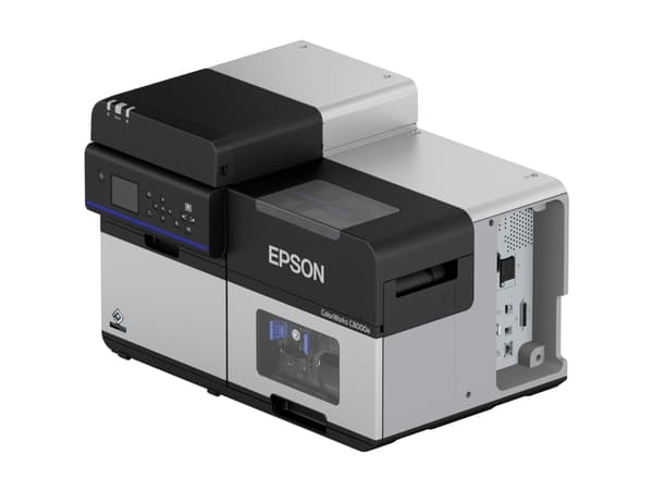 Epson ColorWorks C8000e (BK) - Etikettskriver - farge - ink-jet - Rull (11,2 cm) - 600 x 1200 dpi - inntil 300 mm/sek (mono) / inntil 300 mm/sek (far Sort, Grå