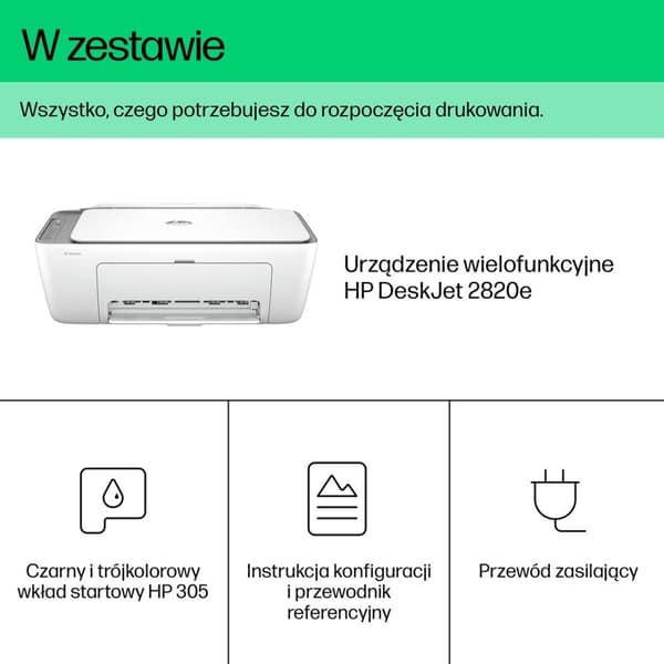 HP DeskJet 2820e allt-i-ett-skrivare, färg, skrivare för hemmet, skriva ut, kopiera, skanna, skanna till PDF