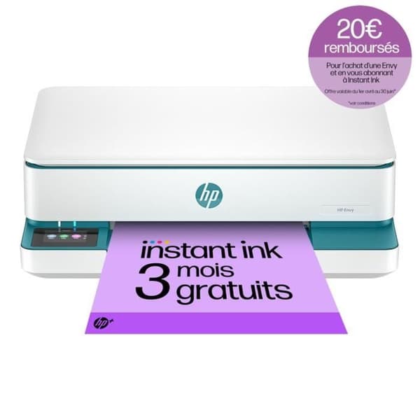 HP Envy 6122e All-in-One-skrivare Bläckstråle i färg - Kopiering Skanning - 3 månader av Instant ink ingår med HP+