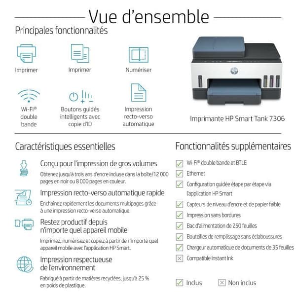 HP Smart Tank 7306 färg allt-i-ett-skrivare med bläckbehållare