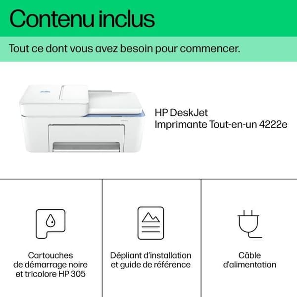 HP Deskjet 4222e Color Inkjet Copy Scan All-in-One-skrivare - 3 månaders Instant-bläck ingår i HP+