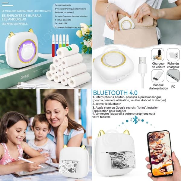 INN Trådlös Cat-termisk skrivare med färgskiftande Andning Cat Respiratory Photo Printer Bärbar Bluetooth