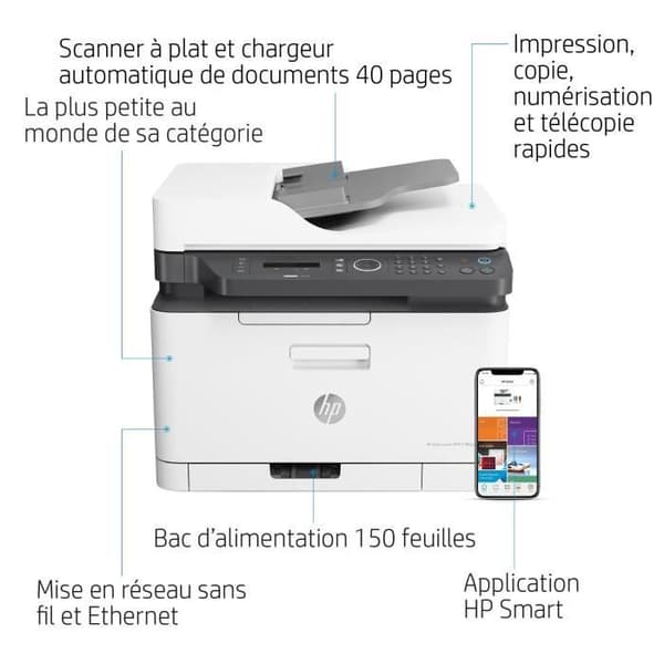 HP 179fnw färglaser multifunktionsskrivare - Skriv ut, kopiera, skanna, faxa, skanna till PDF