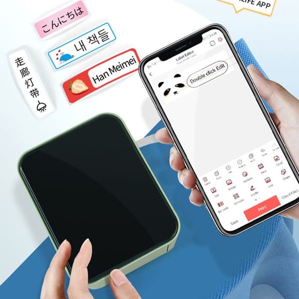 Etikettskrivare - TD® - Bärbar - Bluetooth - 17 språk - Direkt termisk