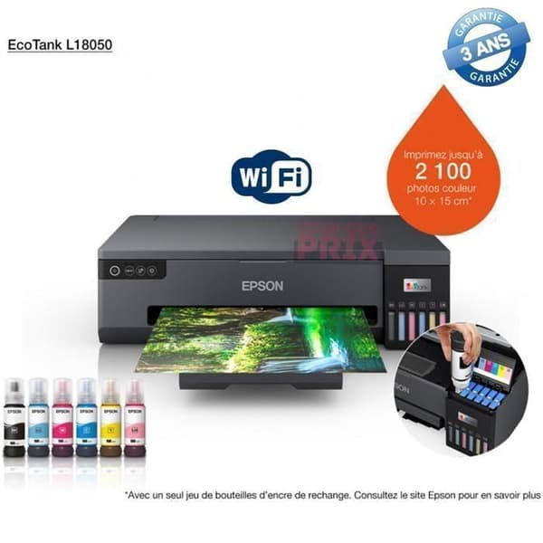 Fotoutskrift A3+ - Epson - EcoTank L18050 - 6 färger - Utskrift på PVC - Energisparande