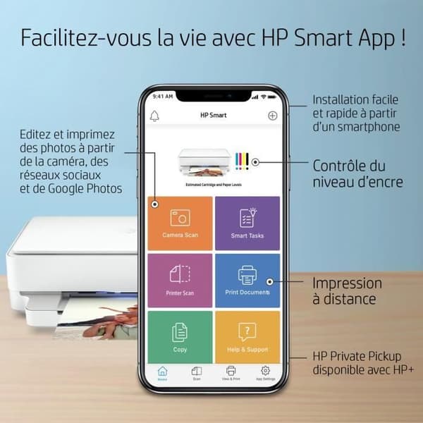 HP Envy 6022e färgbläckstråleskrivare allt-i-ett - Kopieringsskanning - Perfekt för familjen - 3 månaders Instant-bläck ingår i HP+