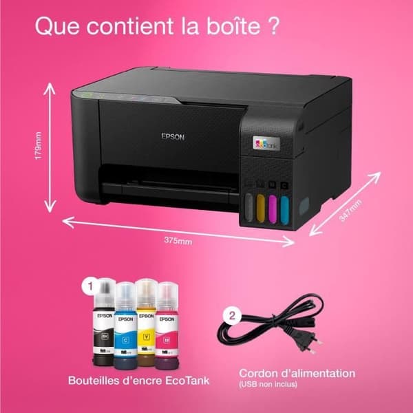 A4 multifunktionsskrivare - EPSON - Ecotank ET-2860 - Wi-Fi - Utrustad med bläckbehållare