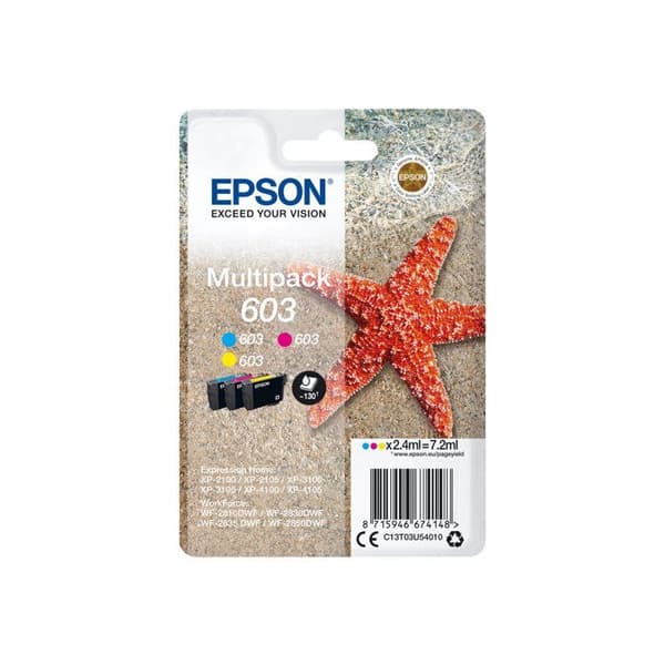 Bläckpatron - Epson - Multipack 603 - 3 färger - Skarpa utskrifter - Besparingar