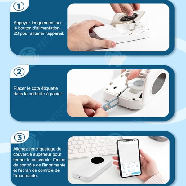 INN Etikettskrivare 1200mAh USB bluetooth 60mm/s termisk bärbar skrivare multifunktionsskrivare expressioskrivare