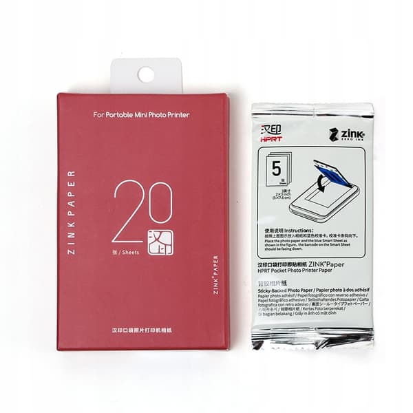 ZINKFOTOPAPIR til MOBIL FOTOLASERPRINTER 20 stk. 2x3