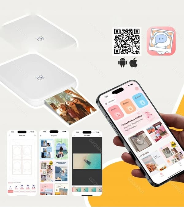 BÄRBAR FÄRGLASERSKRIVARE MOBIL FOTOSKRIVARE KIT BT-PAPPER