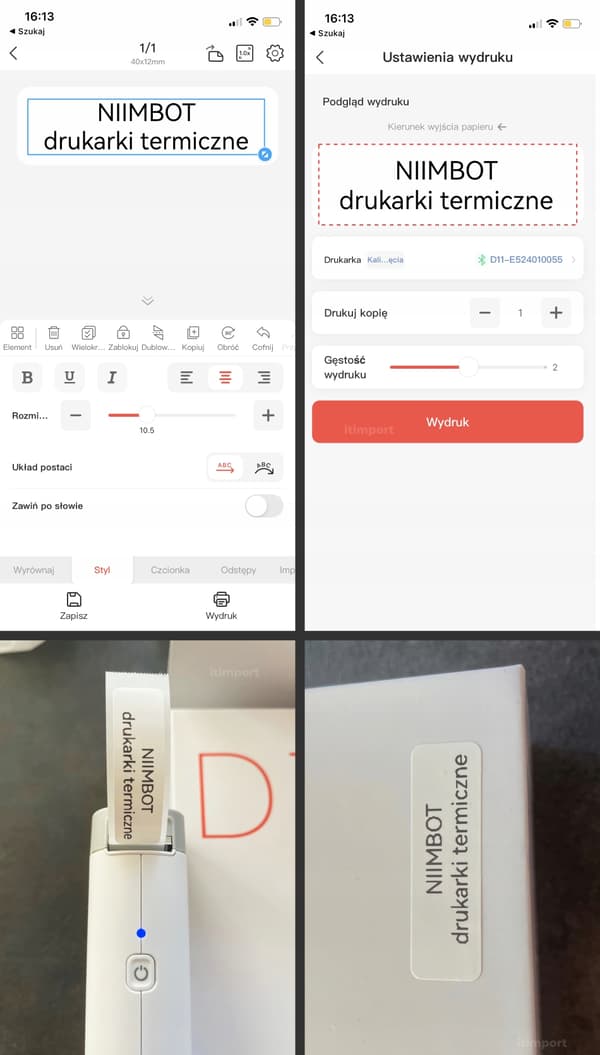 NIIMBOT D110 Termisk Printer +1 Rulle Etiketklistermærker EAN PL v.2 GRØN