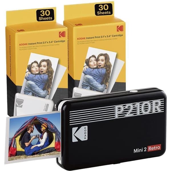 Mobil fotoskrivare - Kodak - Mini 2 Retro - Bluetooth - 5,4 x 8,6 cm - 68 bilder ingår