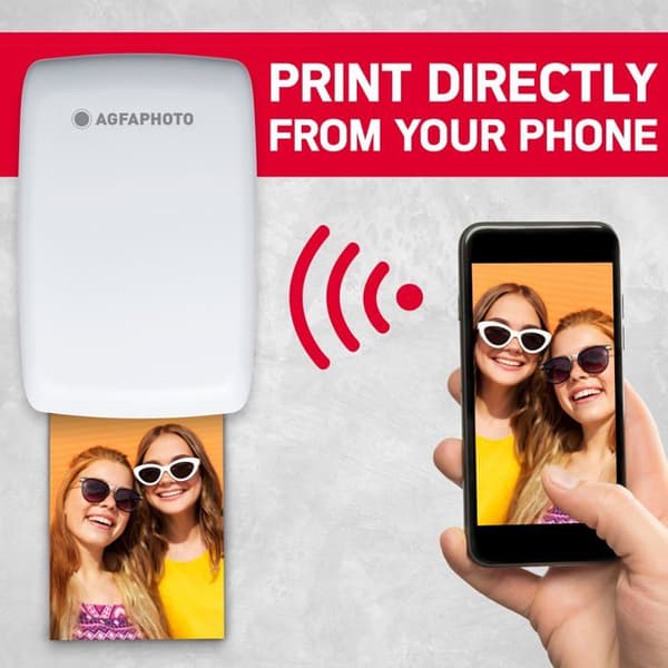 AGFA PHOTO Mini P.2 - Bärbar Zink-skrivare för omedelbara foton utan bläck - för smartphones, surfplattor - snabbt och enkelt