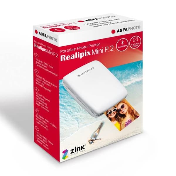 AGFA PHOTO Mini P.2 - Bärbar Zink-skrivare för omedelbara foton utan bläck - för smartphones, surfplattor - snabbt och enkelt