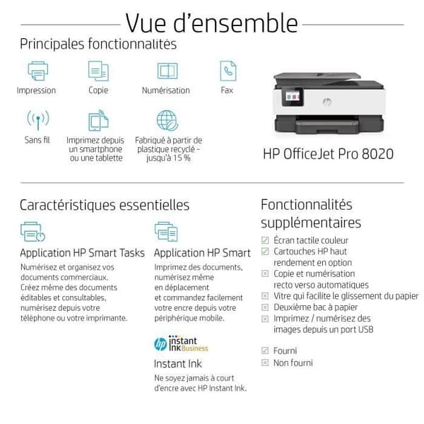 HP OfficeJet Pro 8024 allt-i-ett-skrivare - färgbläckstråle - Instant bläck ingår kvalificerad
