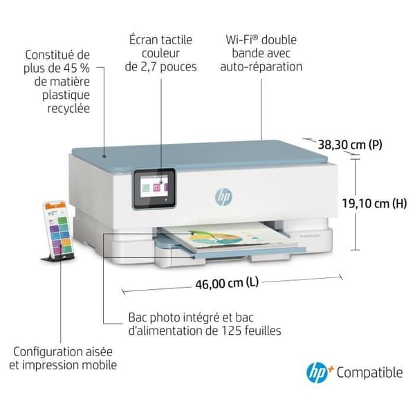 HP Envy Inspire 7221e allt-i-ett färgbläckstråleskrivare kopiering skanning - 6 månader Instant Ink ingår med HP+