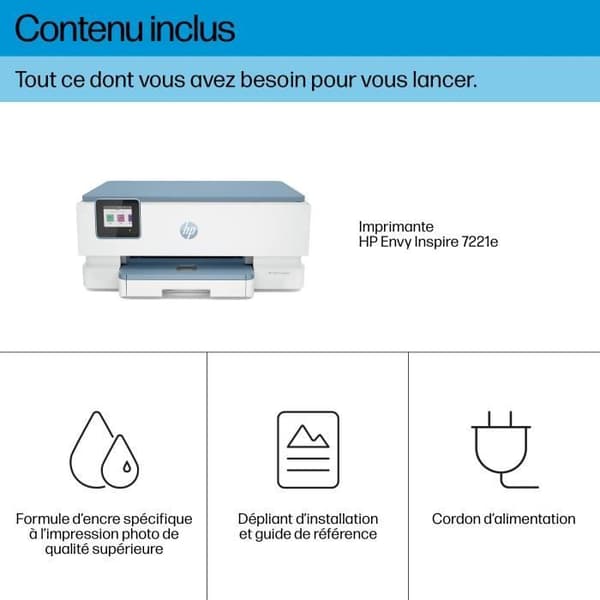 HP Envy Inspire 7221e allt-i-ett färgbläckstråleskrivare kopiering skanning - 6 månader Instant Ink ingår med HP+
