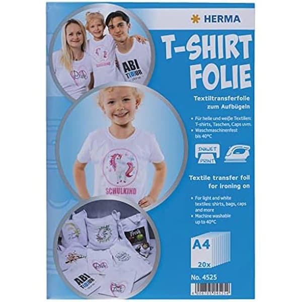 Herma Tranp. T-shirt A4 p.Textil klar och vit, 20 ark 4525