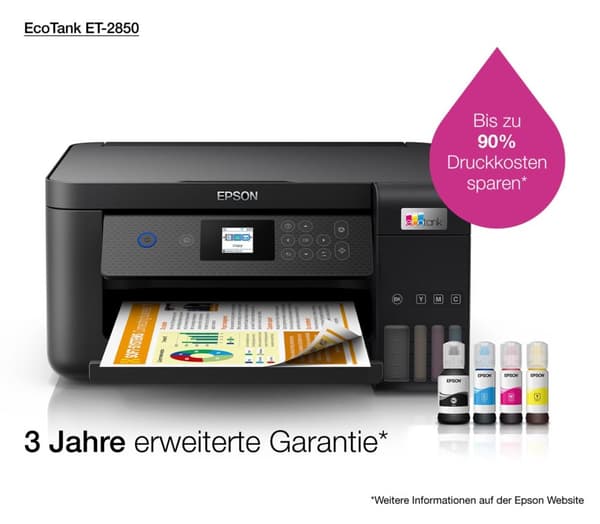 Epson EcoTank ET-2850 3-i-1 bläckstråleskrivare A4-skrivare WiFi/WLan Duplex