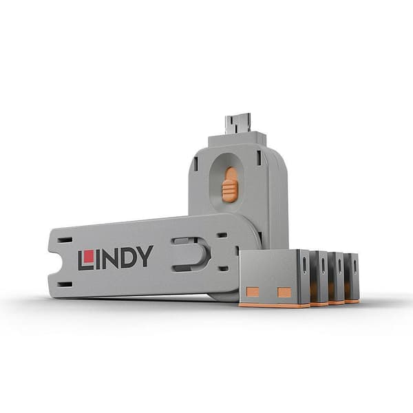 Lindy USB-portblockerare 4-pack Orange, 40453