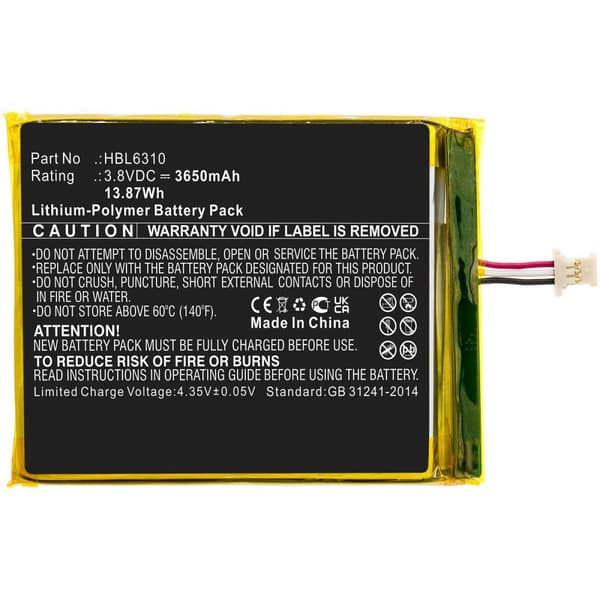 CoreParts Batteri 14Wh Li-Polymer 3.8V 3650mAh Sort til i6310, i6310B, i6310C, i6310i, i6310M7, EA500, EA502, MBXPOS-BA0506