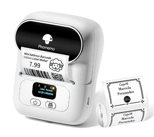 Moorle Phomemo Label Machine M110 Mini, udskriver stregkodeetiketter, printer med Bluetooth, lille og bærbar, til tøj