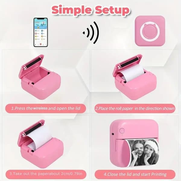 OBOSOE Mini Thermal Printer – Kannettava Bluetooth, USB-ladattava valokuville ja muistiinpanoille