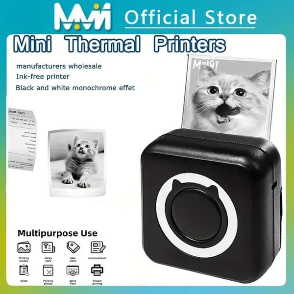 OBOSOE Mini Thermal Printer – Kannettava Bluetooth, USB-ladattava valokuville ja muistiinpanoille