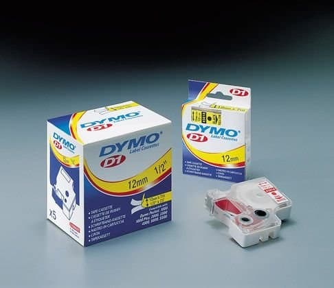 D1-tejp - 9 mm x 7 m, svart/vit