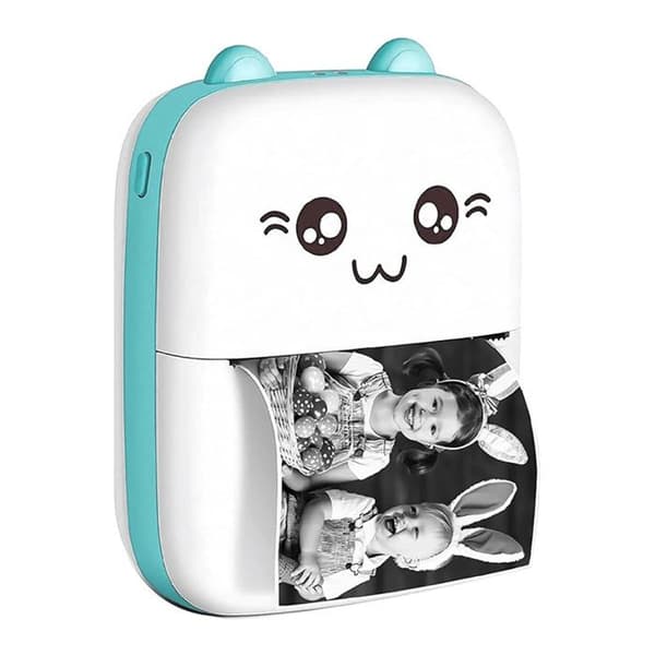 Bluetooth-ansluten termisk skrivare 200 dpi Cat Portable Vit / Blå
