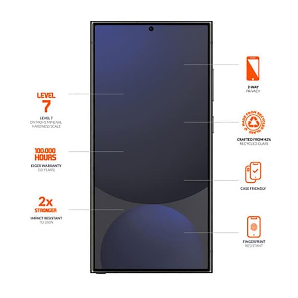 Premium 2.5D Härdat Glas för Galaxy S25 Ultra Privacy Eiger Svart Transparent
