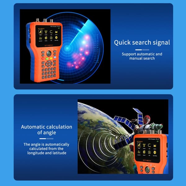 TV-signalmätare, 4,3-tums HD-skärm, stöder DVB-S2X,EU-kontakt