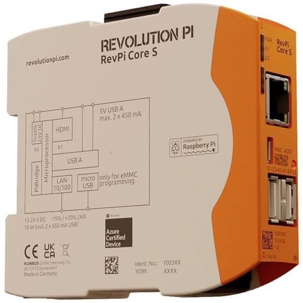 Kunbus RevPi Core S 16 GB PR100360 Styrmodul 24 V-DC